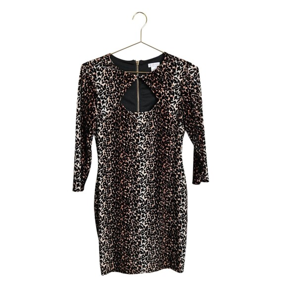 Cache Vintage Women's Velvet Leopard Print Sheath Dress Size 4 - Picture 3 of 8